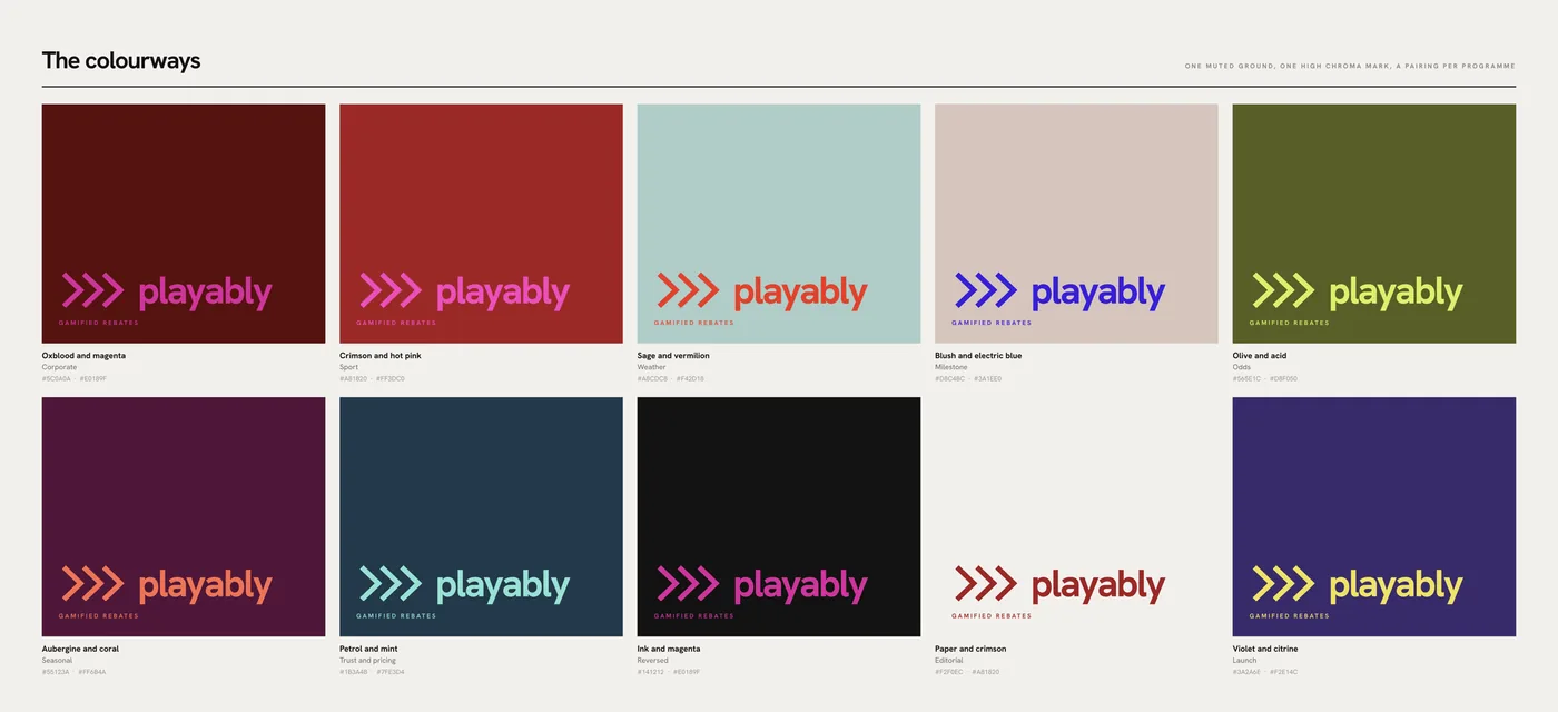 Playably colourway explorations